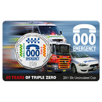2011 Emergency 50 cent 50 Years of TRIPLE ZERO 000 coin