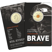 2020 $2 Coloured UNC Coin - Brave Australia's Firefighters Card (credit card size)