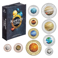 2017 Planetary 10 Coin collection in a Pop Up Book Display 
