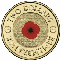2012 $2 red poppy commemorative UNCIRCULATED - RSL card with plastic cover
