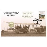 2019 $1 Centenary of First Flight England to Australia Vickers 'Vimy' G-EAOU Coin & Stamp Cover PNC