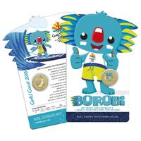 2018 $1 Coloured Frosted Australian Gold Coast Commonwealth Games Borobi UNC on card Royal Australian Mint