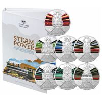 2022 Australian Steam Trains 50c Coin - Complete 7 Coin Set with folder