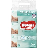 Huggies Baby Wipes Fragrance Free 3x80pk