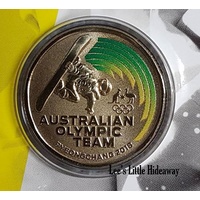 Australian Olympic Team Pyeongchang 2018 $1 coloured frosted uncirculated coin.