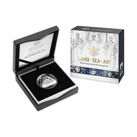 2018 $5 Coloured Fine Silver Proof Triangular Coin - Land Sea Air