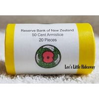 2018 Armistice Coloured 50c Coin Roll Reserve Bank of New Zealand