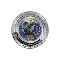 2018 The Earth & Beyond “EARTH” $5 coloured fine silver proof domed coin.
